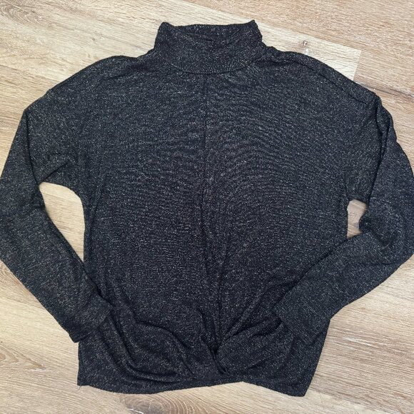 Jennifer Lopez Black Gold Metallic Twisted Knot Top Size M - Picture 10 of 10